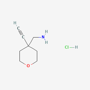 molecular formula C8H14ClNO B13607495 1-(4-Ethynyloxan-4-yl)methanaminehydrochloride 