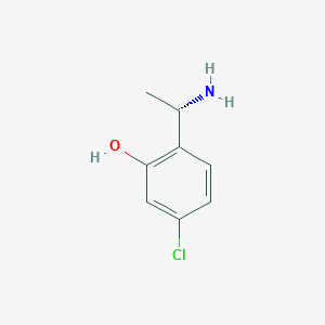 molecular formula C8H10ClNO B13607512 (S)-2-(1-Aminoethyl)-5-chlorophenol 