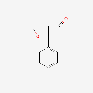 molecular formula C11H12O2 B13607542 3-Methoxy-3-phenylcyclobutan-1-one 