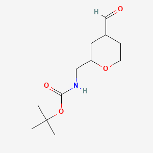 molecular formula C12H21NO4 B13607553 tert-butylN-[(4-formyloxan-2-yl)methyl]carbamate 