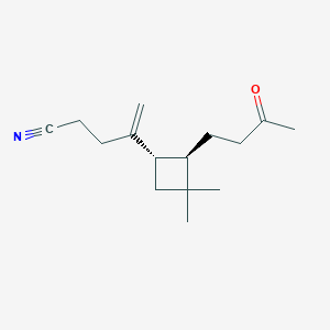 B136076 4-[(1S,2R)-3,3-dimethyl-2-(3-oxobutyl)cyclobutyl]pent-4-enenitrile CAS No. 131468-89-8