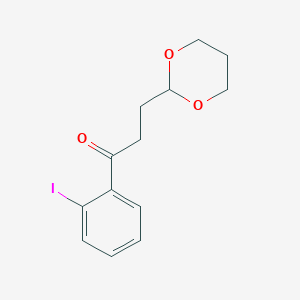 molecular formula C13H15IO3 B1360762 3-(1,3-Dioxan-2-YL)-2'-iodopropiophenone CAS No. 898785-46-1