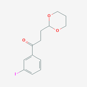 molecular formula C13H15IO3 B1360763 3-(1,3-Dioxan-2-YL)-3'-iodopropiophenone CAS No. 898785-49-4
