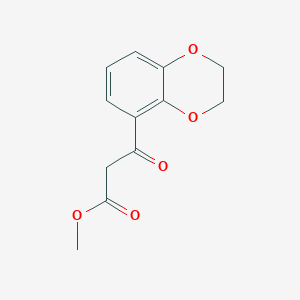molecular formula C12H12O5 B13607631 Methyl 3-(2,3-dihydrobenzo[b][1,4]dioxin-5-yl)-3-oxopropanoate 