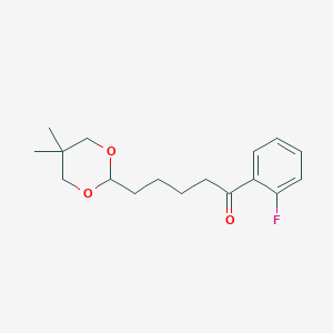 molecular formula C17H23FO3 B1360766 5-(5,5-Dimethyl-1,3-dioxan-2-YL)-2'-fluorovalerophenone CAS No. 898786-12-4