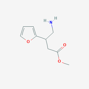 molecular formula C9H13NO3 B13607661 Methyl 4-amino-3-(furan-2-yl)butanoate 