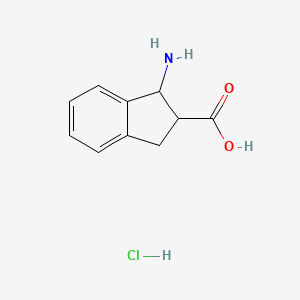 molecular formula C10H12ClNO2 B13607677 Amino-indan-2-carboxylic acid hydrochloride 