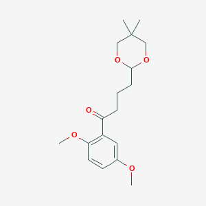 molecular formula C18H26O5 B1360781 2',5'-Dimethoxy-4-(5,5-dimethyl-1,3-dioxan-2-YL)butyrophenone CAS No. 898756-11-1