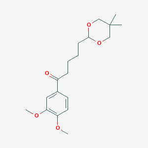 molecular formula C19H28O5 B1360782 3',4'-Dimethoxy-5-(5,5-dimethyl-1,3-dioxan-2-YL)valerophenone CAS No. 898756-18-8