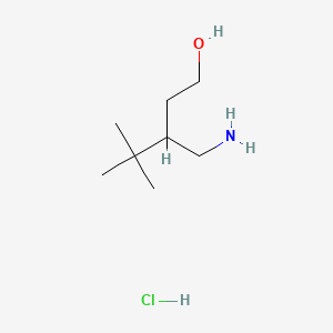 molecular formula C8H20ClNO B13607834 3-(Aminomethyl)-4,4-dimethylpentan-1-olhydrochloride 