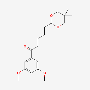 molecular formula C19H28O5 B1360784 3',5'-Dimethoxy-5-(5,5-dimethyl-1,3-dioxan-2-YL)valerophenone CAS No. 898756-23-5