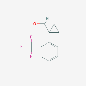 molecular formula C11H9F3O B13607843 1-(2-(Trifluoromethyl)phenyl)cyclopropane-1-carbaldehyde 