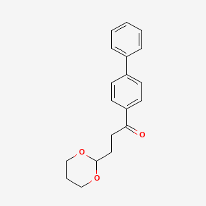 molecular formula C19H20O3 B1360790 3-(1,3-Dioxan-2-YL)-4'-phenylpropiophenone CAS No. 898756-62-2