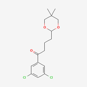 molecular formula C16H20Cl2O3 B1360795 3',5'-二氯-4-(5,5-二甲基-1,3-二氧戊环-2-基)丁酮 CAS No. 898757-09-0