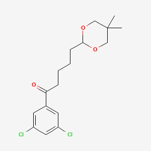 molecular formula C17H22Cl2O3 B1360796 3',5'-Dichloro-5-(5,5-dimethyl-1,3-dioxan-2-YL)valerophenone CAS No. 898757-11-4