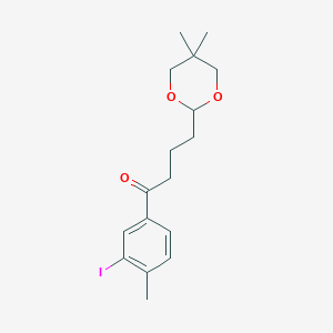 molecular formula C17H23IO3 B1360797 4-(5,5-Dimethyl-1,3-dioxan-2-YL)-3'-iodo-4'-methylbutyrophenone CAS No. 898757-15-8