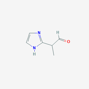 molecular formula C6H8N2O B13608001 2-(1H-imidazol-2-yl)propanal 
