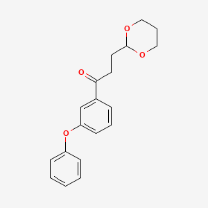 molecular formula C19H20O4 B1360801 3-(1,3-二氧杂环-2-基)-3'-苯氧基丙基苯甲酮 CAS No. 898782-88-2