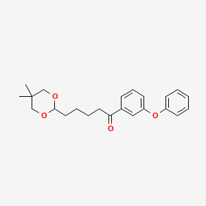 molecular formula C23H28O4 B1360802 5-(5,5-二甲基-1,3-二氧戊环-2-基)-3'-苯氧基戊基苯甲酮 CAS No. 898782-94-0