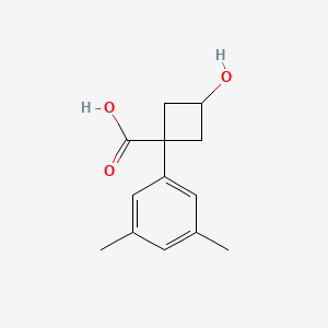 molecular formula C13H16O3 B13608093 1-(3,5-Dimethylphenyl)-3-hydroxycyclobutane-1-carboxylic acid 