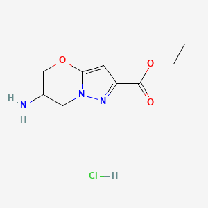 molecular formula C9H14ClN3O3 B13608106 ethyl6-amino-5H,6H,7H-pyrazolo[3,2-b][1,3]oxazine-2-carboxylatehydrochloride 
