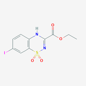 molecular formula C10H9IN2O4S B13608119 ethyl7-iodo-1,1-dioxo-4H-1lambda6,2,4-benzothiadiazine-3-carboxylate 