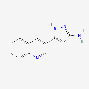 molecular formula C12H10N4 B13608131 5-Quinolin-3-yl-2H-pyrazol-3-ylamine 