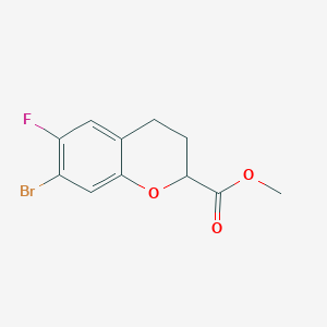 molecular formula C11H10BrFO3 B13608217 methyl7-bromo-6-fluoro-3,4-dihydro-2H-1-benzopyran-2-carboxylate 