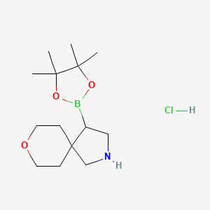 molecular formula C14H27BClNO3 B13608231 4-(4,4,5,5-Tetramethyl-1,3,2-dioxaborolan-2-yl)-8-oxa-2-azaspiro[4.5]decane hydrochloride 