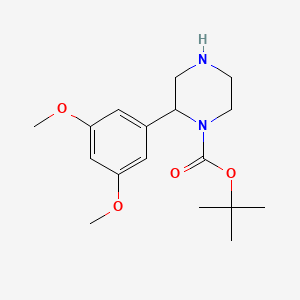 molecular formula C17H26N2O4 B13608345 Tert-butyl 2-(3,5-dimethoxyphenyl)piperazine-1-carboxylate 