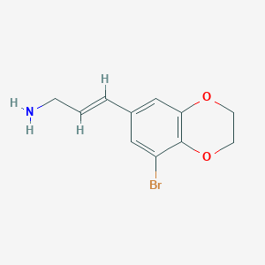molecular formula C11H12BrNO2 B13608429 3-(8-Bromo-2,3-dihydro-1,4-benzodioxin-6-yl)prop-2-en-1-amine 