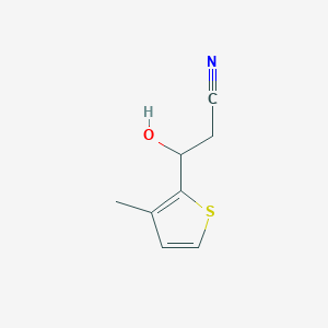 molecular formula C8H9NOS B13608619 3-Hydroxy-3-(3-methylthiophen-2-yl)propanenitrile 