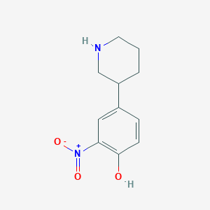 molecular formula C11H14N2O3 B13608830 2-Nitro-4-piperidin-3-ylphenol 