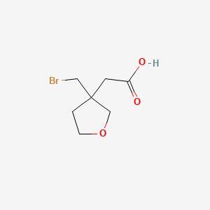 molecular formula C7H11BrO3 B13608886 2-[3-(Bromomethyl)oxolan-3-yl]aceticacid 