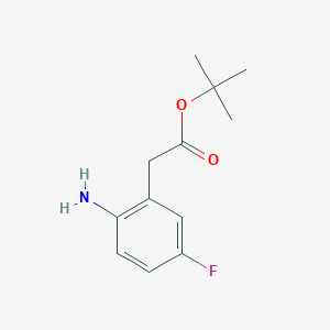 molecular formula C12H16FNO2 B13608915 Tert-butyl2-(2-amino-5-fluorophenyl)acetate 