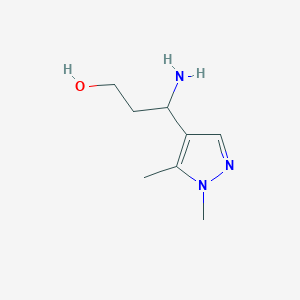 molecular formula C8H15N3O B13609005 3-Amino-3-(1,5-dimethyl-1h-pyrazol-4-yl)propan-1-ol 