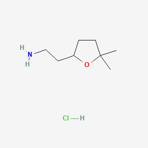molecular formula C8H18ClNO B13609212 2-(5,5-Dimethyloxolan-2-yl)ethan-1-aminehydrochloride 
