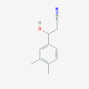 molecular formula C11H13NO B13609328 3-(3,4-Dimethylphenyl)-3-hydroxypropanenitrile 