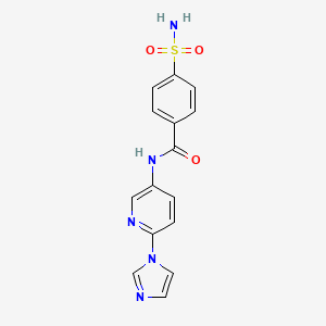 molecular formula C15H13N5O3S B13609482 N-[6-(1H-imidazol-1-yl)pyridin-3-yl]-4-sulfamoylbenzamide 