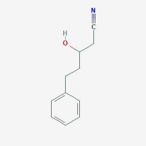 molecular formula C11H13NO B13609523 3-Hydroxy-5-phenylpentanenitrile 