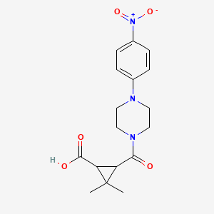 molecular formula C17H21N3O5 B1361003 2,2-二甲基-3-{[4-(4-硝基苯基)哌嗪-1-基]-羰基}环丙烷羧酸 CAS No. 1142214-93-4