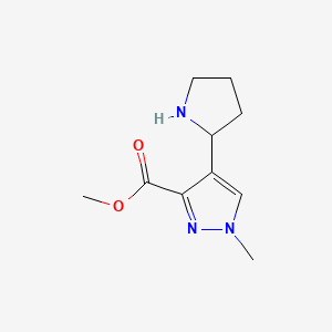 molecular formula C10H15N3O2 B13610175 methyl 1-methyl-4-(pyrrolidin-2-yl)-1H-pyrazole-3-carboxylate 
