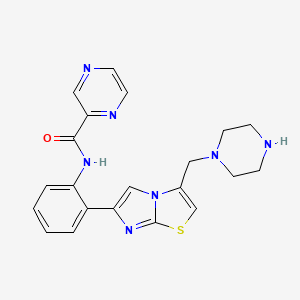 molecular formula C21H21N7OS B1361018 N-(2-(3-(piperazin-1-ylmethyl)imidazo[2,1-b]thiazol-6-yl)phenyl)pyrazine-2-carboxamide CAS No. 925435-54-7