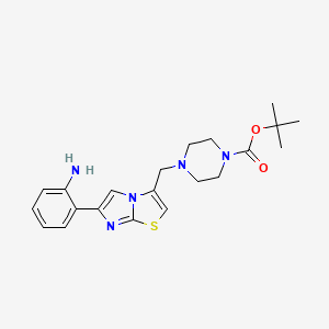 molecular formula C21H27N5O2S B1361019 Tert-butyl 4-{[6-(2-aminophenyl)imidazo[2,1-b][1,3]thiazol-3-yl]methyl}piperazine-1-carboxylate CAS No. 925437-87-2