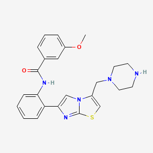 molecular formula C24H25N5O2S B1361020 3-methoxy-N-(2-(3-(piperazin-1-ylmethyl)imidazo[2,1-b]thiazol-6-yl)phenyl)benzamide CAS No. 925437-59-8