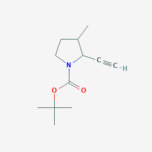 molecular formula C12H19NO2 B13610483 tert-butyl 2-ethynyl-3-methylpyrrolidine-1-carboxylate, Mixture of diastereomers 