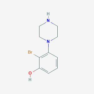 molecular formula C10H13BrN2O B13610553 2-Bromo-3-(piperazin-1-yl)phenol 