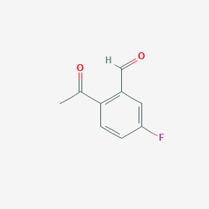 molecular formula C9H7FO2 B13610847 2-Acetyl-5-fluorobenzaldehyde 