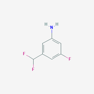 molecular formula C7H6F3N B13610917 Methyl 2-amino-4-(difluoromethyl)-5-iodobenzoate 