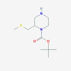molecular formula C11H22N2O2S B13610955 tert-Butyl 2-((methylthio)methyl)piperazine-1-carboxylate 